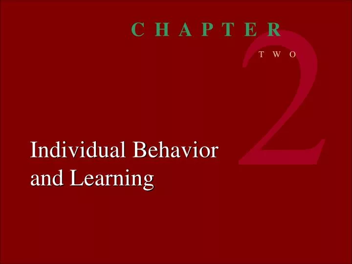 individual behavior and learning