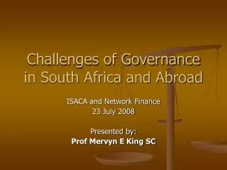 Challenges of Governance in South Africa and Abroad