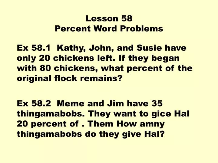 lesson 58 percent word problems