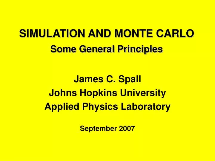 simulation and monte carlo some general principles