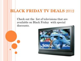 Black Friday TV Deals 2012
