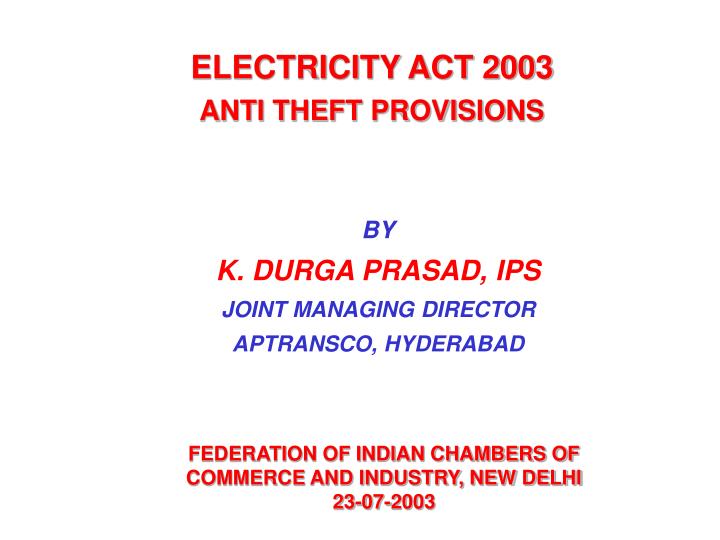 electricity act 2003 anti theft provisions
