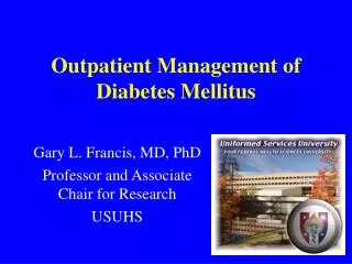 Outpatient Management of Diabetes Mellitus