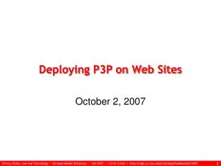 Deploying P3P on Web Sites