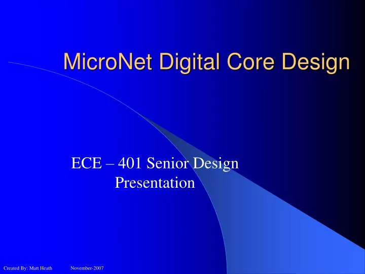 micronet digital core design