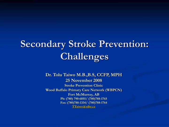 secondary stroke prevention challenges