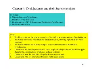 Chapter 4: Cyclohexanes and their Stereochemistry