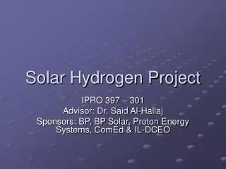 Solar Hydrogen Project