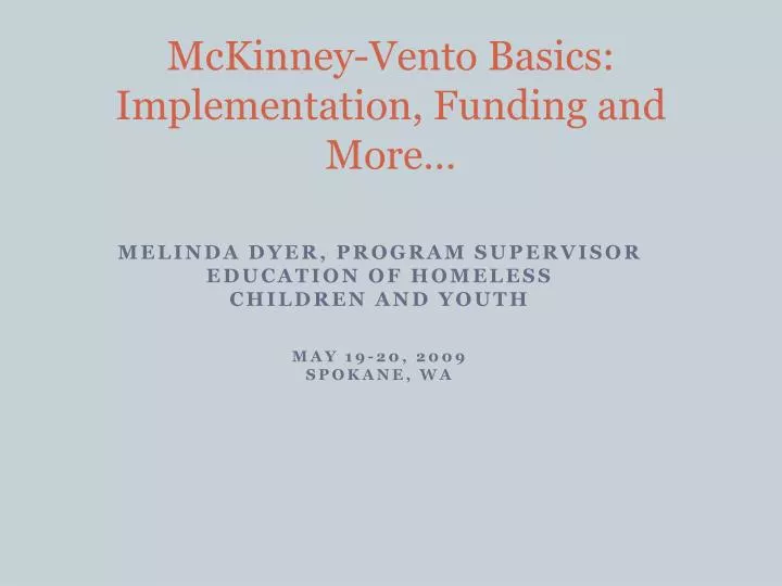 mckinney vento basics implementation funding and more