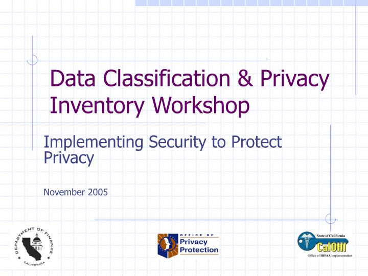 data classification privacy inventory workshop
