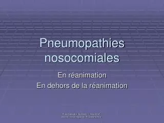Pneumopathies nosocomiales