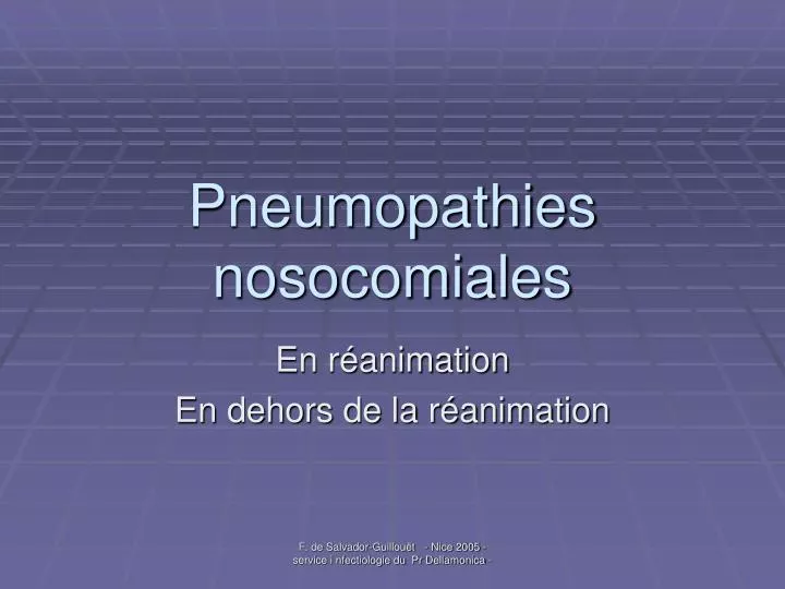 pneumopathies nosocomiales