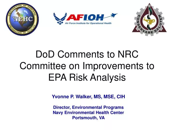 dod comments to nrc committee on improvements to epa risk analysis