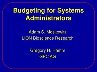 Budgeting for Systems Administrators
