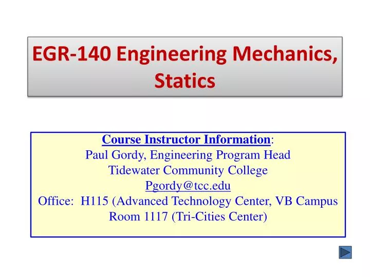 egr 140 engineering mechanics statics