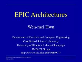EPIC Architectures