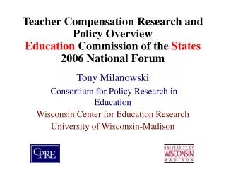 Teacher Compensation Research and Policy Overview Education Commission of the States 2006 National Forum