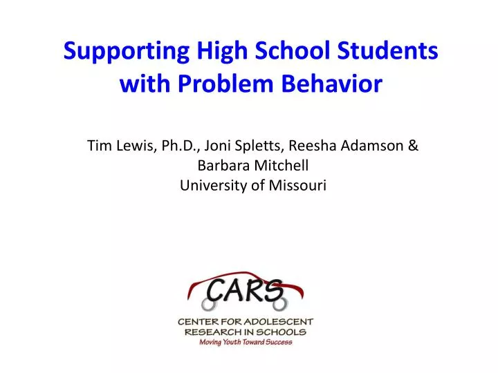 supporting high school students with problem behavior