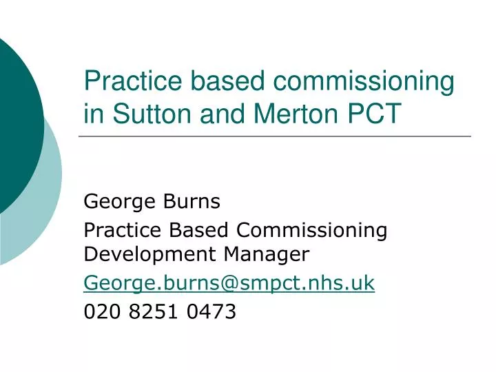 practice based commissioning in sutton and merton pct