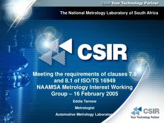 The National Metrology Laboratory of South Africa