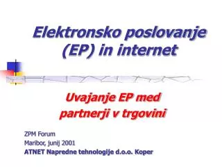 Elektronsko poslovanje (EP) in internet