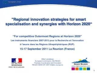 &quot;Regional innovation strategies for smart specialisation and synergies with Horizon 2020“