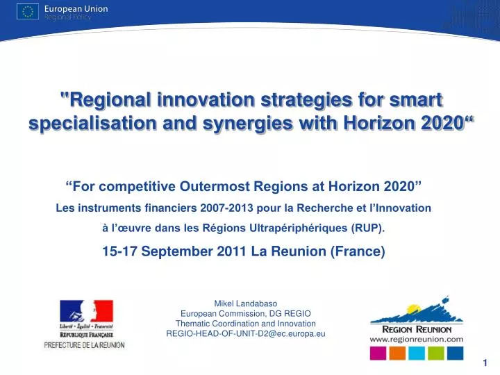 regional innovation strategies for smart specialisation and synergies with horizon 2020
