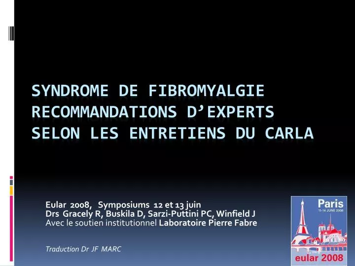 syndrome de fibromyalgie recommandations d experts selon les entretiens du carla