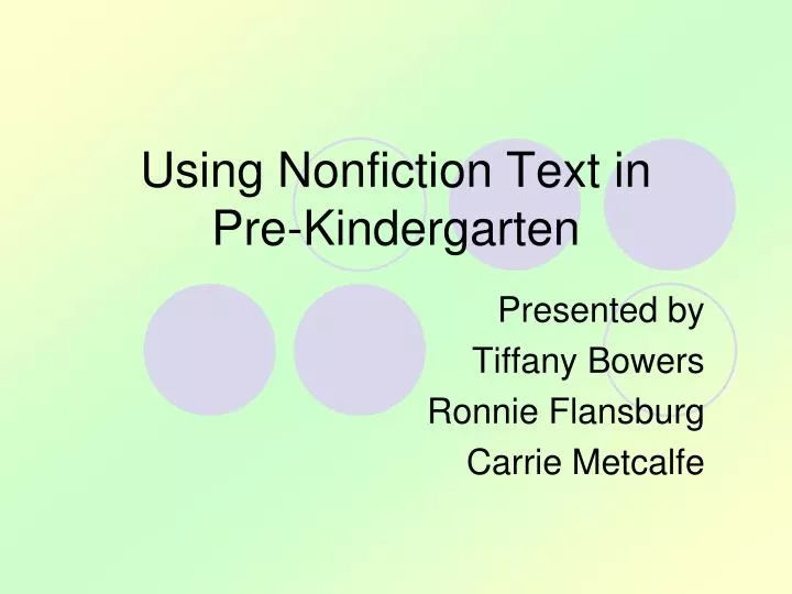 using nonfiction text in pre kindergarten