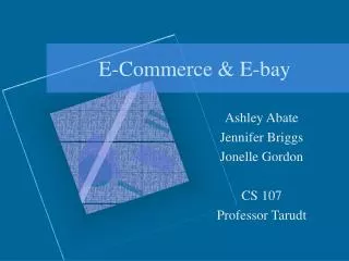 E-Commerce &amp; E-bay