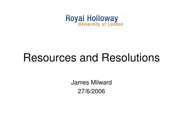 resources and resolutions