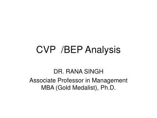 CVP /BEP Analysis