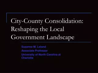 City-County Consolidation: Reshaping the Local Government Landscape