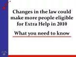 New Law in 2010 Makes More People Eligible for Extra Help with Medicare Costs - slide 1