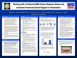 Working with a Preferred EMS Partner Reduces Stress and Increases Perceived Social Support in Paramedics