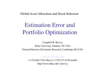 Estimation Error and Portfolio Optimization