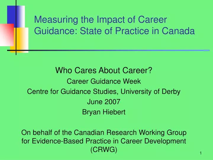 measuring the impact of career guidance state of practice in canada