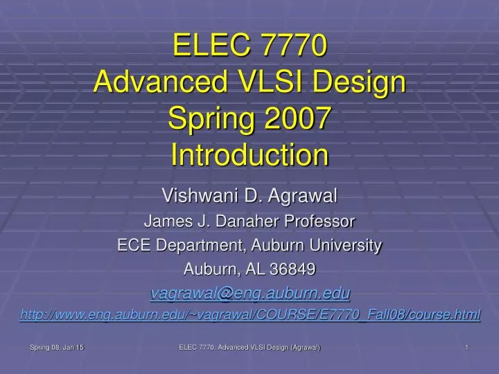 elec 7770 advanced vlsi design spring 2007 introduction