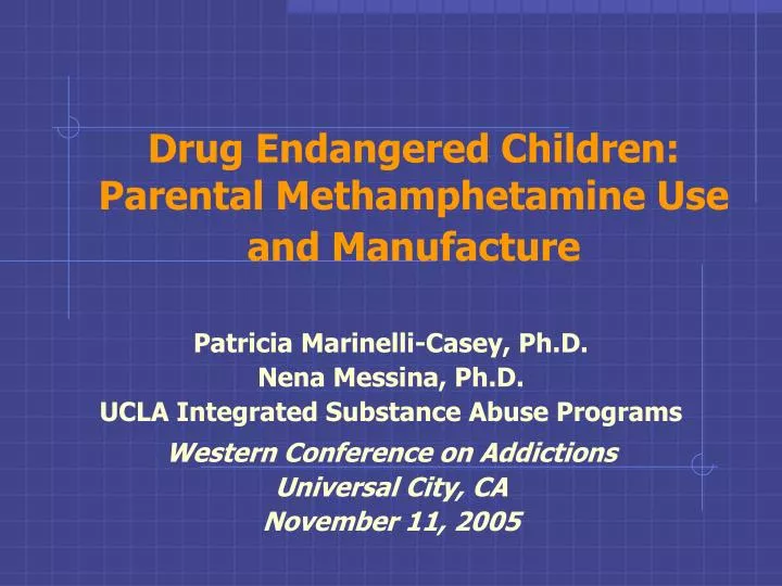 drug endangered children parental methamphetamine use and manufacture