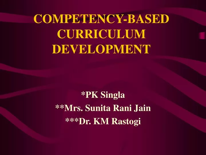 competency based curriculum development