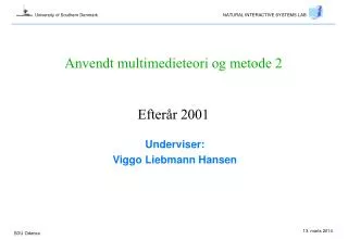 Anvendt multimedieteori og metode 2 Efterår 2001