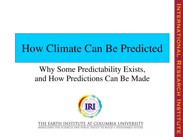 how climate can be predicted