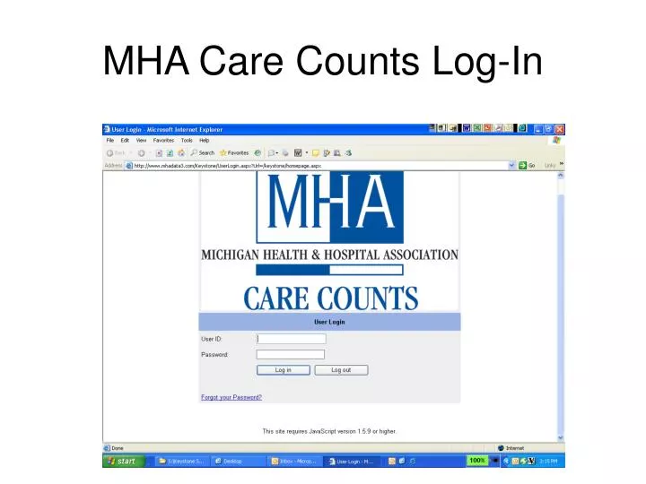 mha care counts log in