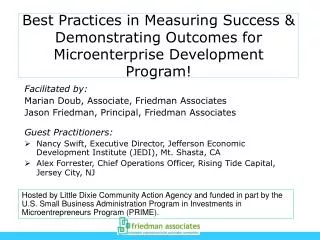 Best Practices in Measuring Success &amp; Demonstrating Outcomes for Microenterprise Development Program!