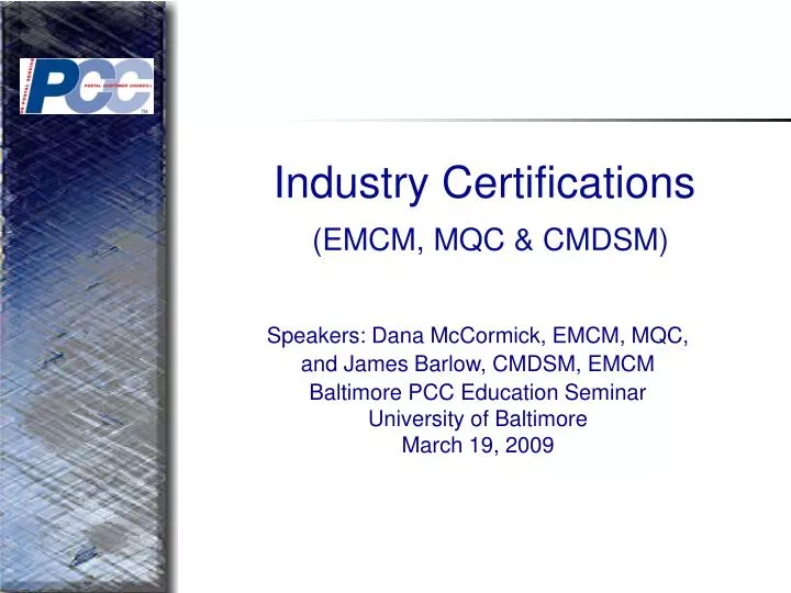 industry certifications emcm mqc cmdsm