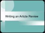 Writing an Article Review - slide 1