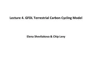 Lecture 4. GFDL Terrestrial Carbon Cycling Model Elena Shevliakova &amp; Chip Levy