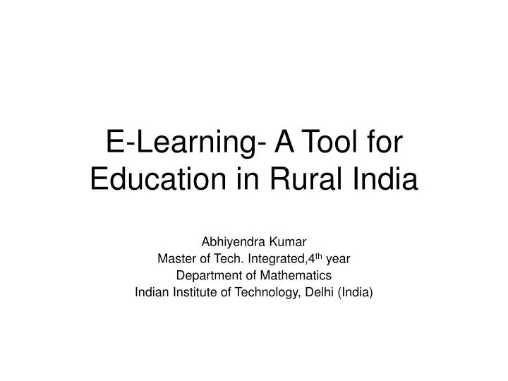 e learning a tool for education in rural india