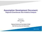Assumption Development Document: Regional Greenhouse Gas Initiative Analysis - slide 1