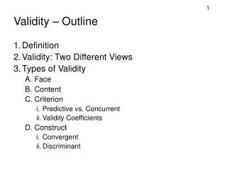 Validity – Outline